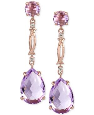 Rose Amethyst (13 Ct. T.w.) And Diamond Accent Drop Earrings In 14k Rose Gold