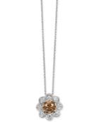 Le Vian Chocolatier Chocolate And White Diamond Flower Pendant Necklace (5/8 Ct. T.w.) In 14k White Gold