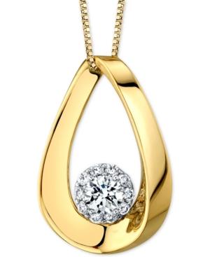 Diamond Halo Polished Teardrop 18 Pendant Necklace (1 Ct. T.w.) In 14k Gold & White Gold