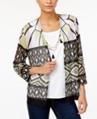 Alfred Dunner Petite Printed Layered-look Necklace Top