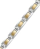 Men's Inlay Diamond Bracelet (1/5 Ct. T.w.) In Stainless Steel And 18k Gold