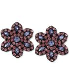Betsey Johnson Black-tone Crystal Flower Stud Earrings