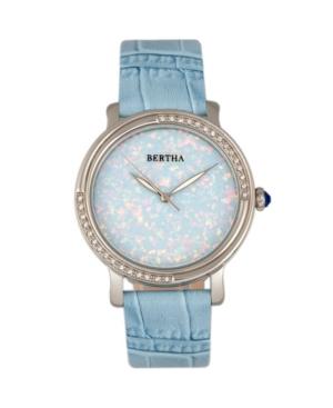Bertha Quartz Courtney Collection Powder Blue Leather Watch 37mm