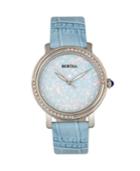 Bertha Quartz Courtney Collection Powder Blue Leather Watch 37mm