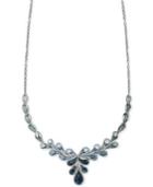 Blue Topaz (9-7/8 Ct. T.w.) And White Topaz (1-5/8 Ct. T.w.) Frontal Necklace In Sterling Silver