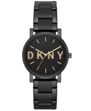 Dkny Women's Soho Black Stainless-steel Bracelet Watch 34mm, Created For Macy's