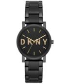 Dkny Women's Soho Black Stainless-steel Bracelet Watch 34mm, Created For Macy's