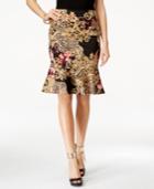 Thalia Sodi Printed Flounce Pencil Skirt, Only At Macy's