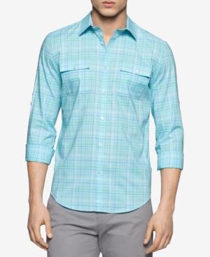 Calvin Klein Men's Dual-pocket Plaid Long-sleeve Shirt
