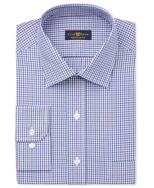 Club Room Estate Men's Wrinkle Resistant Lavender Double Gingham Dress Shirt, Only At Macy's