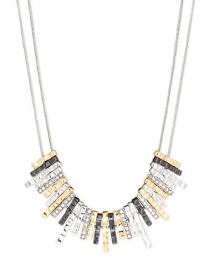 Nine West Necklace, Multi-tone Glass Crystal Frontal Necklace