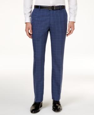 Inc International Concepts Men's Slim-fit Blue Glen Plaid Pants, Created For Macy's