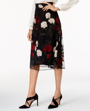 Eci Embroidered Mesh A-line Skirt