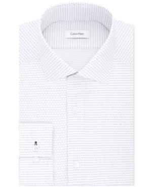 Calvin Klein Men's Steel Slim-fit Non-iron Performance Blue Foulard Dress Shirt