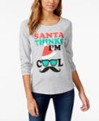 Eyeshadow Juniors' Cool Santa Graphic Raglan-sleeve Top