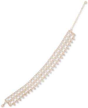 Anne Klein Gold-tone Crystal Crochet Chain Choker Necklace