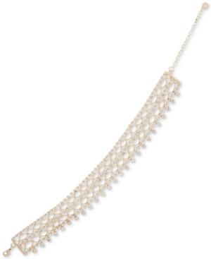 Anne Klein Gold-tone Crystal Crochet Chain Choker Necklace
