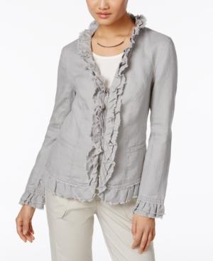 Inc International Concepts Linen Ruffled Jacket, Only At Macy's