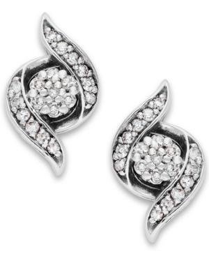 Wrapped In Love Diamond Twist Earrings In 14k White Gold (1/4 Ct. T.w.), Created For Macy's