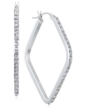 Diamond Accent Square Hoop Earrings In Platinum Over Sterling Silver