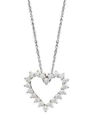 Arabella 14k White Gold Necklace, Swarovski Zirconia Heart Pendant (1 Ct. T.w.)