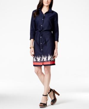 Tommy Hilfiger Belted Shirt Dress, Sailboat Print