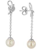 Majorica Sterling Silver Imitation Pearl Linear Drop Earrings