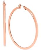 Touch Of Silver Large Polished Hoop Earrings In Rose Gold-plate
