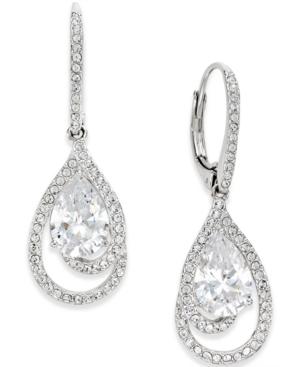 Danori Silver-tone Crystal Teardrop And Pave Drop Earrings
