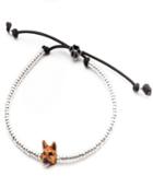 German Shepard Head Bracelet In Sterling Silver And Enamel