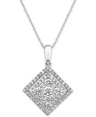 Diamond Cluster Pendant Necklace (1 Ct. T.w.) In 14k White Gold
