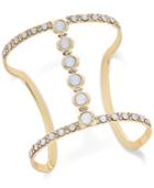 Inc International Concepts Gold-tone White Stone Linear Open Cuff Bracelet, Only At Macy's