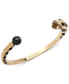 Givenchy Gold-tone Crystal & Black Bead Open Cuff Bracelet
