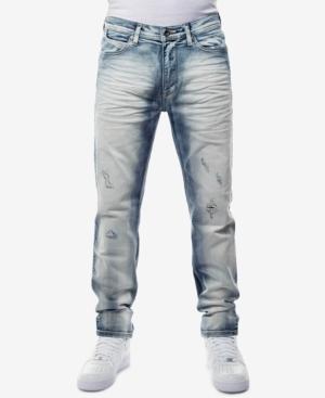 Sean John Men's Straight Fit Stretch Heavy Bleached Jeans, Created For Macy's
