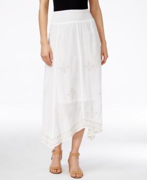 Style & Co. Embroidered Handkerchief-hem Midi Skirt, Only At Macy's
