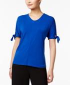 Kasper Split-sleeve Tie-cuff Top