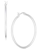 Essentials Medium Silver Plated Wire Tube Hoop Earrings