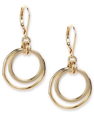 Anne Klein Earrings, Gold-tone Orbital Fish Hook Earrings