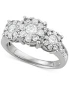 Diamond Triple Halo Cluster Ring (1-1/2 Ct. T.w.) In 14k White Gold