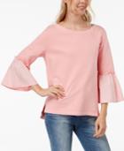Sanctuary Cotton Woven-sleeve Sweatshirt