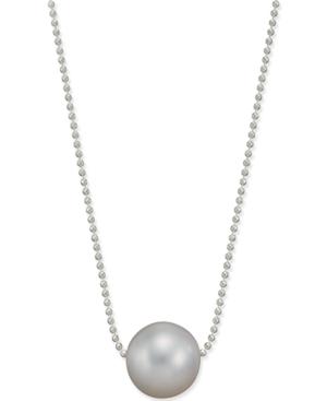 Off-white Freshwater Pearl Pendant Necklace (10mm) In Sterling Silver