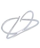 Danori Silver-tone Crystal Hinged Open Bangle Bracelet, Created For Macy's