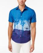 Tommy Hilfiger Men's Island Scene Custom-fit Short Sleeve Shirt
