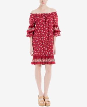 Max Studio London Cotton Ruffled Off-the-shoulder Dress