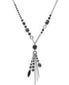 C.a.k.e. By Ali Khan Silver-tone Black Bead Long Tassel Necklace