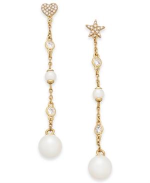 Kate Spade New York Gold-tone Crystal & Imitation Pearl Mismatch Linear Drop Earrings