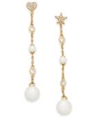 Kate Spade New York Gold-tone Crystal & Imitation Pearl Mismatch Linear Drop Earrings
