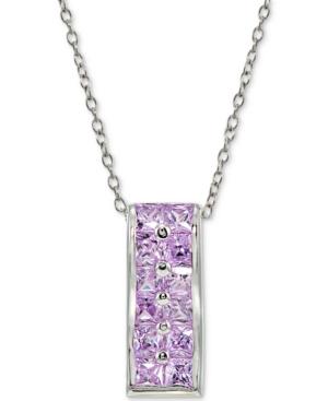 Giani Bernini Cubic Zirconia Purple Cluster Pendant Necklace In Sterling Silver, Created For Macy's