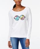 Pretty Rebellious Juniors' Sequin Sunglasses Zipper High-low Sweatshirt
