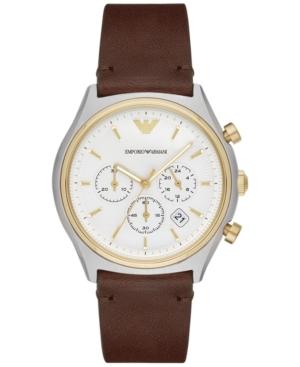 Emporio Armani Men's Chronograph Brown Leather Strap Watch 43mm Ar11033